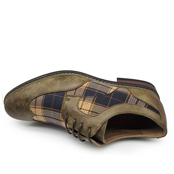 New Men\'s Spectator Tweed Plaid Two Tone Wingtips Oxfords Perforated Lace Dress main image 4